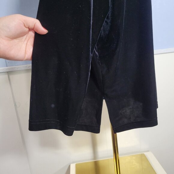 Kathy Lee 2X Black Velvet Round Neck Longsleeve Winter Holiday Blouse - Picture 3 of 10